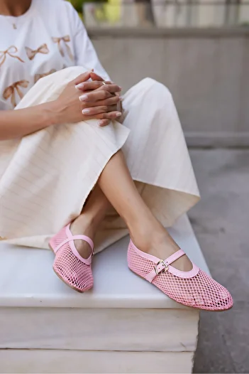 ANGELİNA JONES Alaya Women's Pink Mesh Detail Ballet