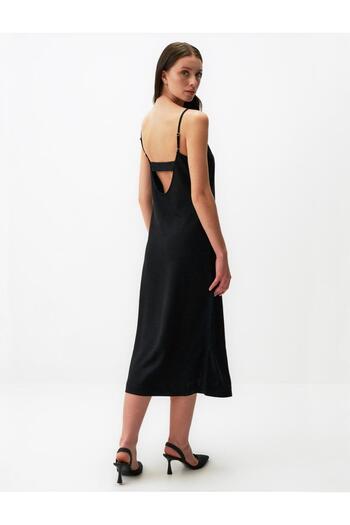 Jimmy Key Halter Neck Strappy Basic Midi Linen Dress