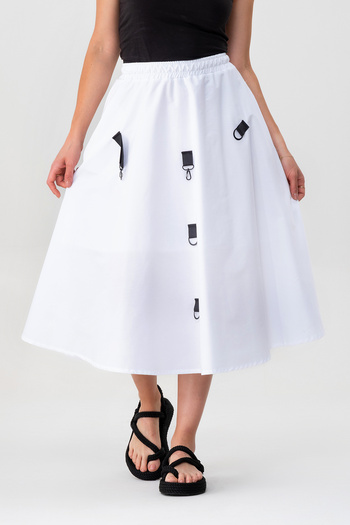 Bold & Young Women's Buckle Pocket Elastic Waist Skirt