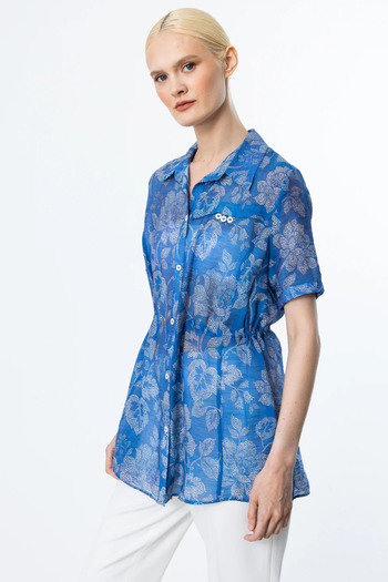 Ekol Patterned Blouse with Inner Undershirt-3130