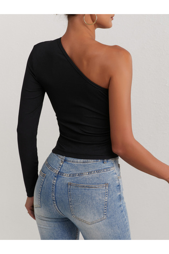 Take Two By Styli Solid One Shoulder Ribbed Top