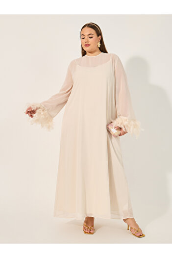 Styli Solid Long Sleeves Shift Maxi Dress