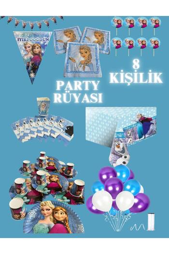 partyrüyası Σετ γενεθλίων με θέμα Frozen Elsa Frozen 8-Personal με φλαμάριο