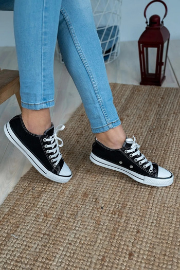 Cochines Women's Black White Short Casual Linen Sports Shoes Sneaker