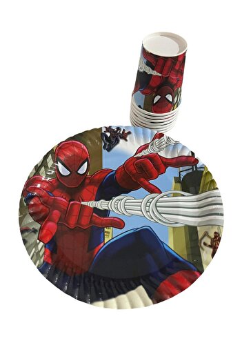 partyrüyası Spiderman Themed Birthday Set for 8 People