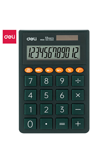 Deli EM130 Portable Calculator 12 digits Green - ideal for school and office use
