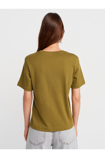 Dilvin 31763 Μπλουζάκι Crew Neck-Πράσινο λάδι