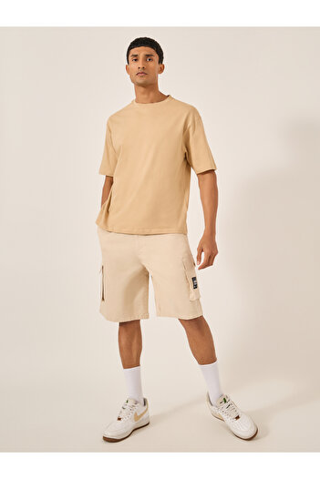 Styli Rip Stop Cargo Oversized Shorts with Pocket Badge Detail