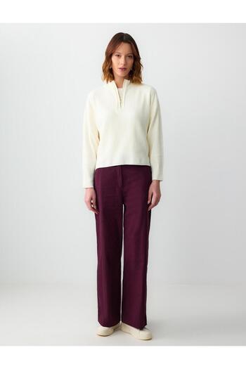 Jimmy Key Relaxed Fit High Waist Wide Leg Gabardine Pants