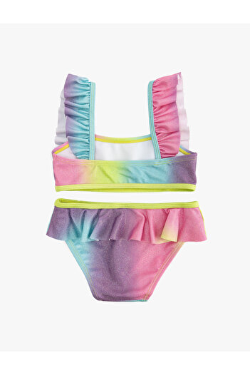 Koton Glänzendes Rüschen-Bikini-Set mit Riemen