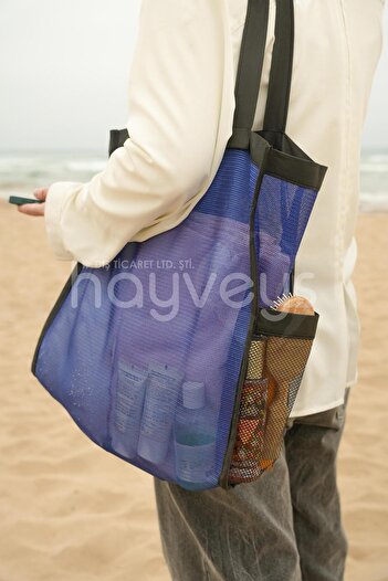 Hayveys Blue Large Size Mesh Beach Bag Shopping Bag