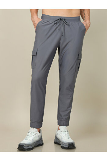 Technosport By Styli Men Solid Slim Fit Cargo Track Pants with DURACOOL+