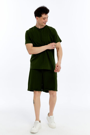 KRAVEN Men's 2-Piece T-Shirt & Double Leg Shorts Set, Combed Cotton, Lycra Fabric Regular Fit