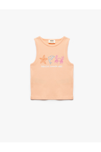Koton Crew Neck Sleeveless Printed Camisole Cotton Undershirt