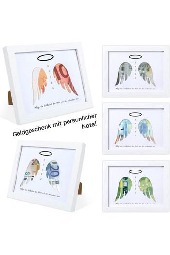 Finabol Wooden photo frame, A5 format, angel wings, white, Finabol