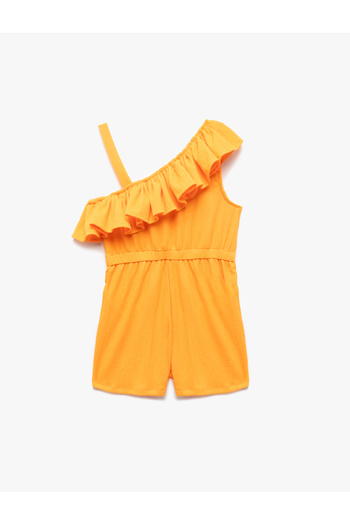 Koton Short Jumpsuit with One Shoulder Strap and Ruffle Detail