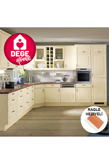 DEGE HOME Parlak Krem Rengi Yapışkanlı Folyo, 122 cm. Mutfak Dolabı, Mobilya, Beyaz Eşya Kaplama