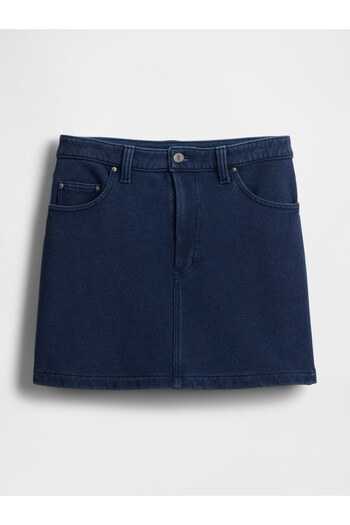 GAP Kadın Koyu Mavi Fransız Havlu Kumaş Denim Etek