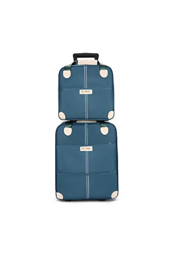 OEM Set Avion pentru bagaje cu geanta de mana, cu doua Roti, 20 inch din doua piese, Albastru