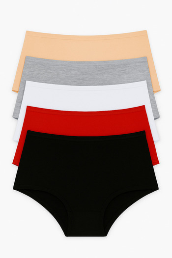 FOURAA Women's 100% Cotton Set of 5 Women's Panties – High Waist – Colorful Packs