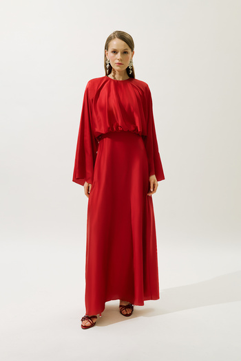 Manuka Adele Satin Evening Dress Red