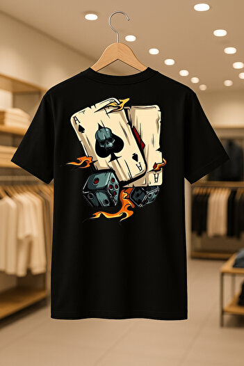 CC STORE Poker Oversize Unisex 100% Cotton Breathable Thick Fabric T-Shirt