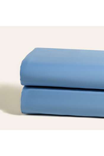 Zsa Zsa Zsu Solid 300 Tc Double Cotton Satin 100% Cotton Satin Plain Sheet 240X260 cm Blue