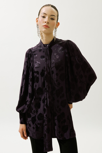 Manuka Jacquard Satin Shirt Purple