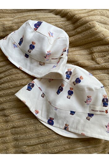 Organic Bucket Şapka Bear Desen