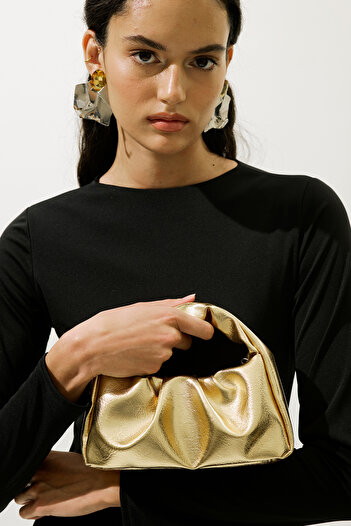 Manuka Metal Looking Hand Bag Gold