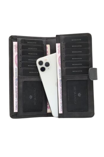 Meskanto Twist Genuine Leather Anthracite Wallet with Phone Compartment