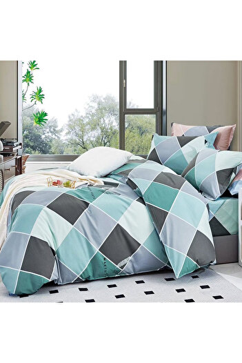 Five Store Super double bed linen, Kambos, ranforce cotton, multicolor, 4 pieces