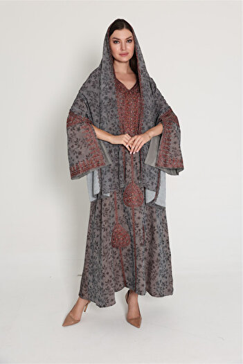 IKKXA Wide Split Sleeve Arabian Jalabiya with Scarf