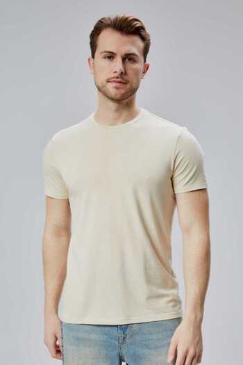 DOSXX Flex 1St Quality T-Shirt Bamboo Combed Cotton Lycra Men's Short Sleeve Slim Fit O Neck T-Shirt