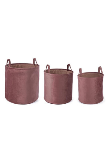 Bizzotto Set 3 storage baskets velvet pink Ø38 cm x 38 h