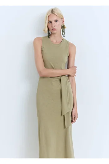 MANGO Woman Cotton Knot Detailed Midi Dress