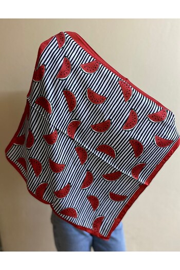 sema aksesuar Palestinian Red Striped Watermelon Sliced Bandana - Watermelon Scarf - Gift Summer Accessory