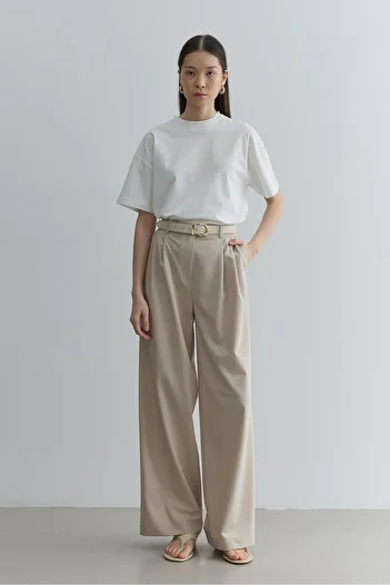 Fahhar Straight Leg Trousers Mink