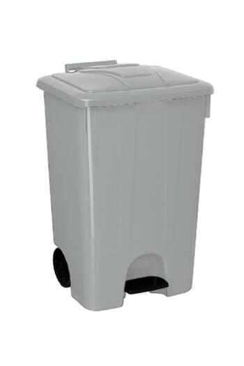 Omnipazar Sy-4265 Gray 85 Lt Corner Pedal Wheeled Trash Can