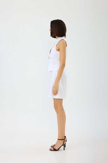 SEVİLEN Vest Collar Belted Shorts Suit