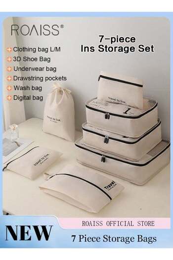 ROAISS 7 PCS Packing Cubes for Men and Women Lightweight Travel Luggage Organizer