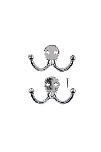 Generic ACE 2-Piece Metal Double Garment Hook Silver Small