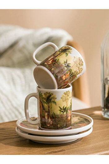 LC Waikiki Lcw Home Mixed Printed 2 Person Porcelain Coffee Cup Set 90 ml