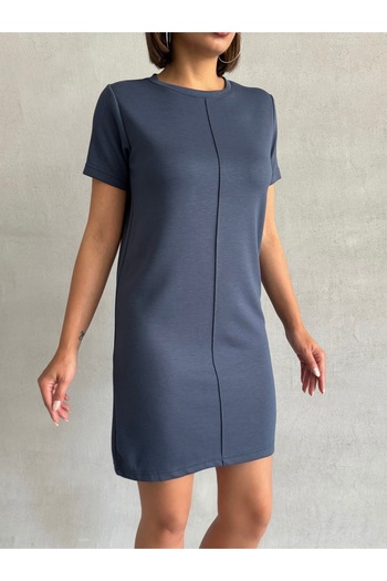 BEJNA Women's Anthracite Crew Neck Soft Touch Dress