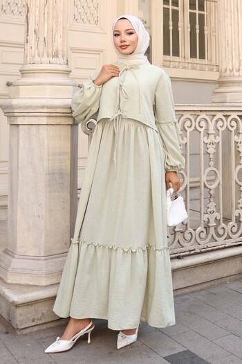 benguen Bow Detailed Dress Set Water Green 2271