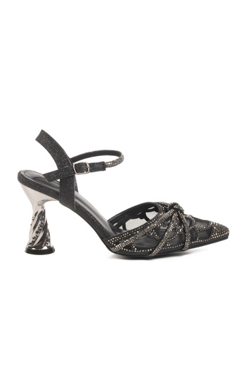Guja Black Thin Heeled Stone Embroidered Women's Evening Dress Shoes 25Y125-1 Z