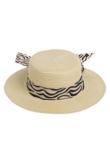 Jumbo Ecru Hat with Zebra Ribbon for Women