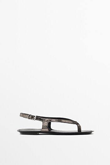 Massimo Dutti Metalik düz sandalet