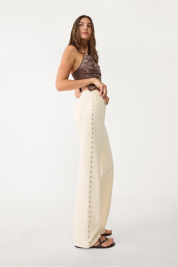Stradivarius Straight-leg jeans with studded waist