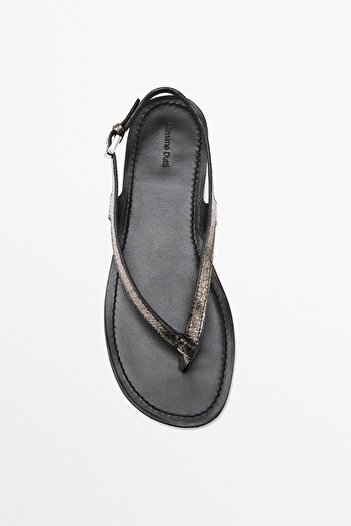 Massimo Dutti Metalik düz sandalet